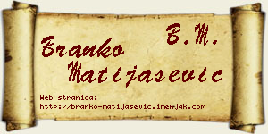 Branko Matijašević vizit kartica